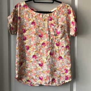 Anthro classic multi color floral top!